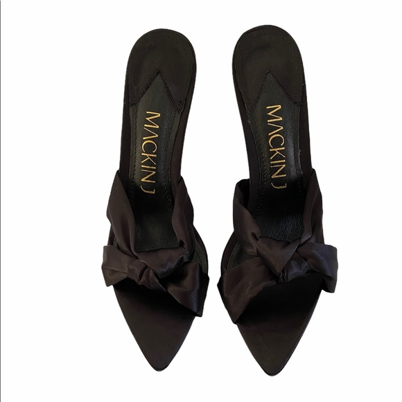 Pointed Toe Satin Bow Slip On Heel - Picture 2 of 6